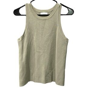 All Row Olive Green The Signy High Neckline Tank Top